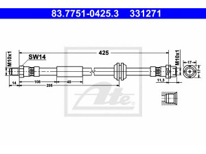 ATE 83.7751-0425.3 stabdžių žarnelė 
 Stabdžių sistema -> Stabdžių žarnelės
34 30 6 763 682, 34 30 6 793 611