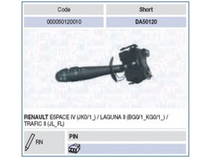 MAGNETI MARELLI 000050120010 vairo kolonėlės jungiklis 
 Vidaus įranga -> Rankinės/kojinės svirties sistema
4410524, 7701048912, 93160239