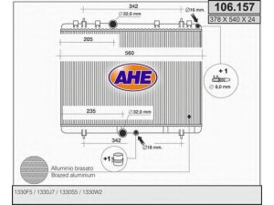 AHE 106.157 radiatorius, variklio aušinimas 
 Aušinimo sistema -> Radiatorius/alyvos aušintuvas -> Radiatorius/dalys
1330F5
