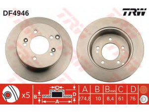TRW DF4946 stabdžių diskas 
 Stabdžių sistema -> Diskinis stabdys -> Stabdžių diskas
584111D000