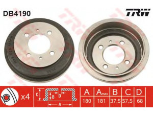 TRW DB4190 stabdžių būgnas 
 Stabdžių sistema -> Būgninis stabdys -> Stabdžių būgnas
4320650Y10