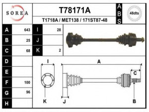 EAI T78171A kardaninis velenas 
 Ratų pavara -> Kardaninis velenas