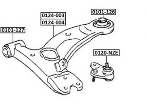 ASVA 0101-126 valdymo svirties/išilginių svirčių įvorė 
 Ašies montavimas/vairavimo mechanizmas/ratai -> Valdymo svirtis/pasukamosios svirties sujungimas -> Montavimas/sutvirtinimas
48068-42040, 48068-42041, 48069-42040