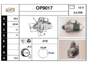 SNRA OP9017 starteris 
 Elektros įranga -> Starterio sistema -> Starteris
1202048