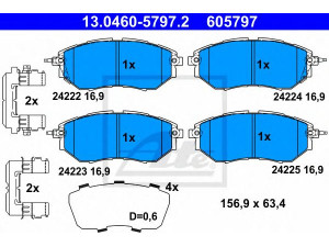 ATE 13.0460-5797.2 stabdžių trinkelių rinkinys, diskinis stabdys 
 Techninės priežiūros dalys -> Papildomas remontas
26296AG000, 26296AG010, 26296AG030