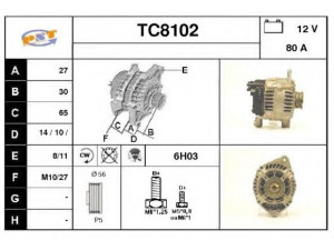 SNRA TC8102 kintamosios srovės generatorius
A2T37691, A2TA0291, 5705G4, 95658579