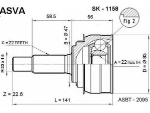 ASVA SK-1158 jungčių komplektas, kardaninis velenas 
 Ratų pavara -> Sujungimai/komplektas
115420174, 441.0.7265-158.6, 441.0.7265-170.6
