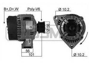 ERA 210187 kintamosios srovės generatorius 
 Elektros įranga -> Kint. sr. generatorius/dalys -> Kintamosios srovės generatorius
008 154 96 02, 009 154 41 02