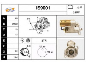 SNRA IS9001 starteris 
 Elektros įranga -> Starterio sistema -> Starteris
5811001830, 5822001660, S13124
