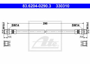 ATE 83.6204-0290.3 stabdžių žarnelė 
 Stabdžių sistema -> Stabdžių žarnelės
34 32 1 102 567, 34 32 1 113 184
