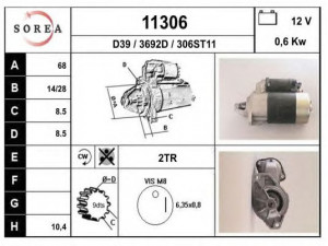 EAI 11306 starteris 
 Elektros įranga -> Starterio sistema -> Starteris
1202047, 1202102, 1202103, 1202106