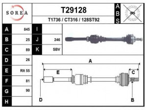 EAI T29128 kardaninis velenas 
 Ratų pavara -> Kardaninis velenas
32738W