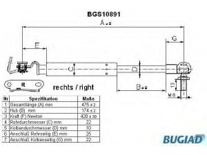BUGIAD BGS10891 dujinė spyruoklė, bagažinė 
 Priedai -> Bagažinė/pakrovimo skyrius
68950-80105