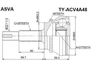 ASVA TY-ACV4A48 jungčių komplektas, kardaninis velenas 
 Ratų pavara -> Sujungimai/komplektas
43410-33290, 43420-06700, 43420-33250
