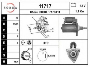 EAI 11717 starteris 
 Elektros įranga -> Starterio sistema -> Starteris
02B911023B, 02B911023BX