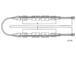 CABOR 10.741 trosas, stovėjimo stabdys 
 Stabdžių sistema -> Valdymo svirtys/trosai
321609721C, 321609721C