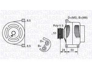 MAGNETI MARELLI 063377013010 kintamosios srovės generatorius 
 Elektros įranga -> Kint. sr. generatorius/dalys -> Kintamosios srovės generatorius
51714791, 51859038