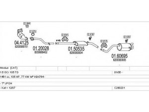 MTS C280231006797 išmetimo sistema 
 Išmetimo sistema -> Išmetimo sistema, visa
