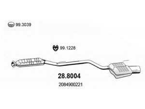 ASSO 28.8004 vidurinis / galinis duslintuvas 
 Išmetimo sistema -> Duslintuvas
2084900221