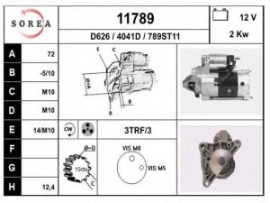 EAI 11789 starteris 
 Elektros įranga -> Starterio sistema -> Starteris
M2T80582, M2T84771, 5802G4, 5802L8