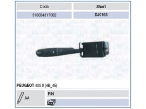 MAGNETI MARELLI 510034317002 vairo kolonėlės jungiklis 
 Vidaus įranga -> Rankinės/kojinės svirties sistema
96108100ZL