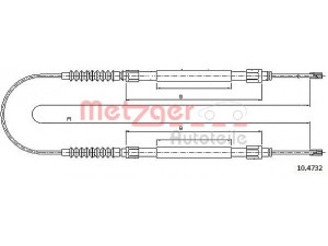 METZGER 10.4732 trosas, stovėjimo stabdys 
 Stabdžių sistema -> Valdymo svirtys/trosai
4745V2, 1330 058 080, 4745V2