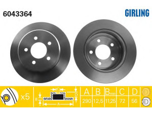 GIRLING 6043364 stabdžių diskas 
 Stabdžių sistema -> Diskinis stabdys -> Stabdžių diskas
00K04721220AA, 04721023AF, 4721023