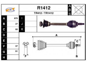 SNRA R1412 kardaninis velenas 
 Ratų pavara -> Kardaninis velenas
7711135189, 8200051352, 8200069147
