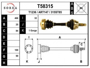 EAI T58315 kardaninis velenas 
 Ratų pavara -> Kardaninis velenas