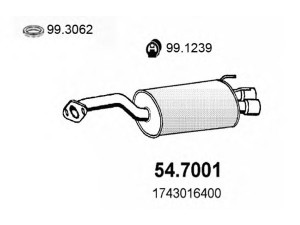 ASSO 54.7001 galinis duslintuvas 
 Išmetimo sistema -> Duslintuvas
1743016360, 1743016400, 1743016690
