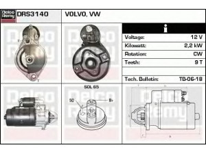 DELCO REMY DRS3140 starteris 
 Elektros įranga -> Starterio sistema -> Starteris
1257939, 1328392, 5002050, 069911023B