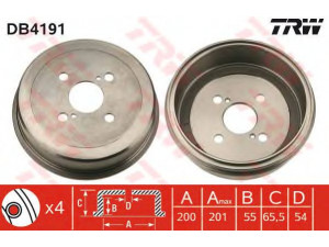 TRW DB4191 stabdžių būgnas 
 Stabdžių sistema -> Būgninis stabdys -> Stabdžių būgnas
4243101020, 4243120080