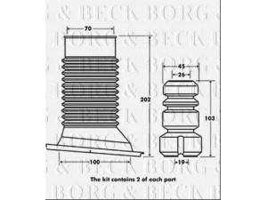 BORG & BECK BPK7100 apsauginio dangtelio komplektas, amortizatorius