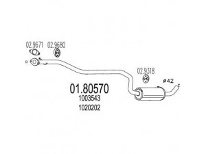 MTS 01.80570 vidurinis duslintuvas 
 Išmetimo sistema -> Duslintuvas
1003543, 1020202, 1054642, 1071966