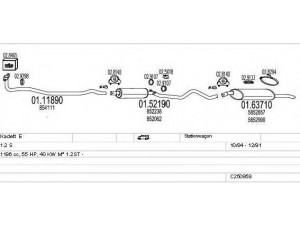 MTS C250859005027 išmetimo sistema 
 Išmetimo sistema -> Išmetimo sistema, visa