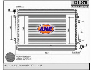 AHE 131.078 radiatorius, variklio aušinimas 
 Aušinimo sistema -> Radiatorius/alyvos aušintuvas -> Radiatorius/dalys
1K0121251AL