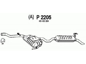 FENNO P2205 galinis duslintuvas 
 Išmetimo sistema -> Duslintuvas
46406295, 46432518, 46447595, 46465384
