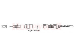 BENDIX 431210B trosas, stovėjimo stabdys 
 Stabdžių sistema -> Valdymo svirtys/trosai
95604194