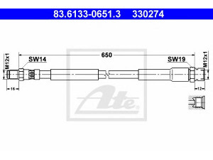 ATE 83.6133-0651.3 stabdžių žarnelė
000 428 89 35, 001 428 48 35