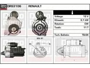 DELCO REMY DRS3106 starteris 
 Elektros įranga -> Starterio sistema -> Starteris
310448, 7700852853, 7701351794