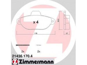 ZIMMERMANN 21436.170.4 stabdžių trinkelių rinkinys, diskinis stabdys 
 Techninės priežiūros dalys -> Papildomas remontas
773 62 185, 773 65 337