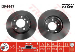 TRW DF4447 stabdžių diskas 
 Dviratė transporto priemonės -> Stabdžių sistema -> Stabdžių diskai / priedai
34116764629, 34116854996