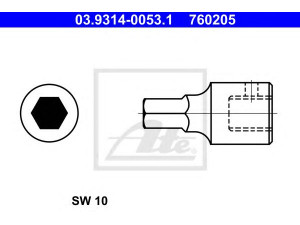 ATE 03.9314-0053.1 šešiakampio lizdo komplektas