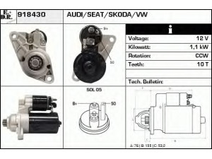 EDR 918430 starteris 
 Elektros įranga -> Starterio sistema -> Starteris
02T911023E
