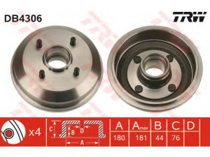 TRW DB4306 stabdžių būgnas 
 Stabdžių sistema -> Būgninis stabdys -> Stabdžių būgnas
1499061, 4034886, 7152197, 7152198