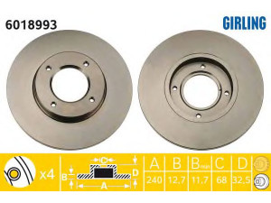 GIRLING 6018993 stabdžių diskas 
 Dviratė transporto priemonės -> Stabdžių sistema -> Stabdžių diskai / priedai
GBD90808, NAM4157, GBD90808, GBD90812