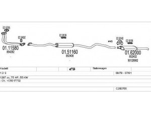 MTS C250755007303 išmetimo sistema 
 Išmetimo sistema -> Išmetimo sistema, visa