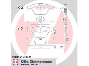ZIMMERMANN 23312.200.2 stabdžių trinkelių rinkinys, diskinis stabdys 
 Techninės priežiūros dalys -> Papildomas remontas