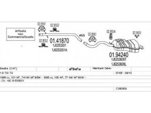 MTS C380009002799 išmetimo sistema 
 Išmetimo sistema -> Išmetimo sistema, visa