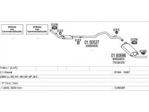 MTS C280285006844 išmetimo sistema 
 Išmetimo sistema -> Išmetimo sistema, visa